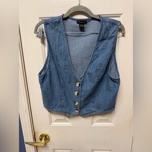 Stylehouse Women's Casual Sleeveless Cropped Denim Vest Top  Sexy Button Down XL